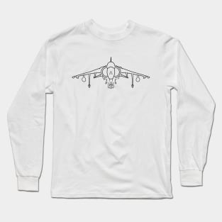 Hawker Harrier jump jet fighter aircraft outline graphic (black) Long Sleeve T-Shirt